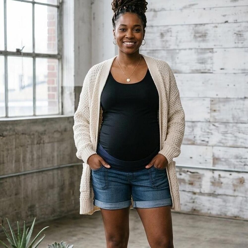 Two Hearts Women's Maternity Blue Shorts